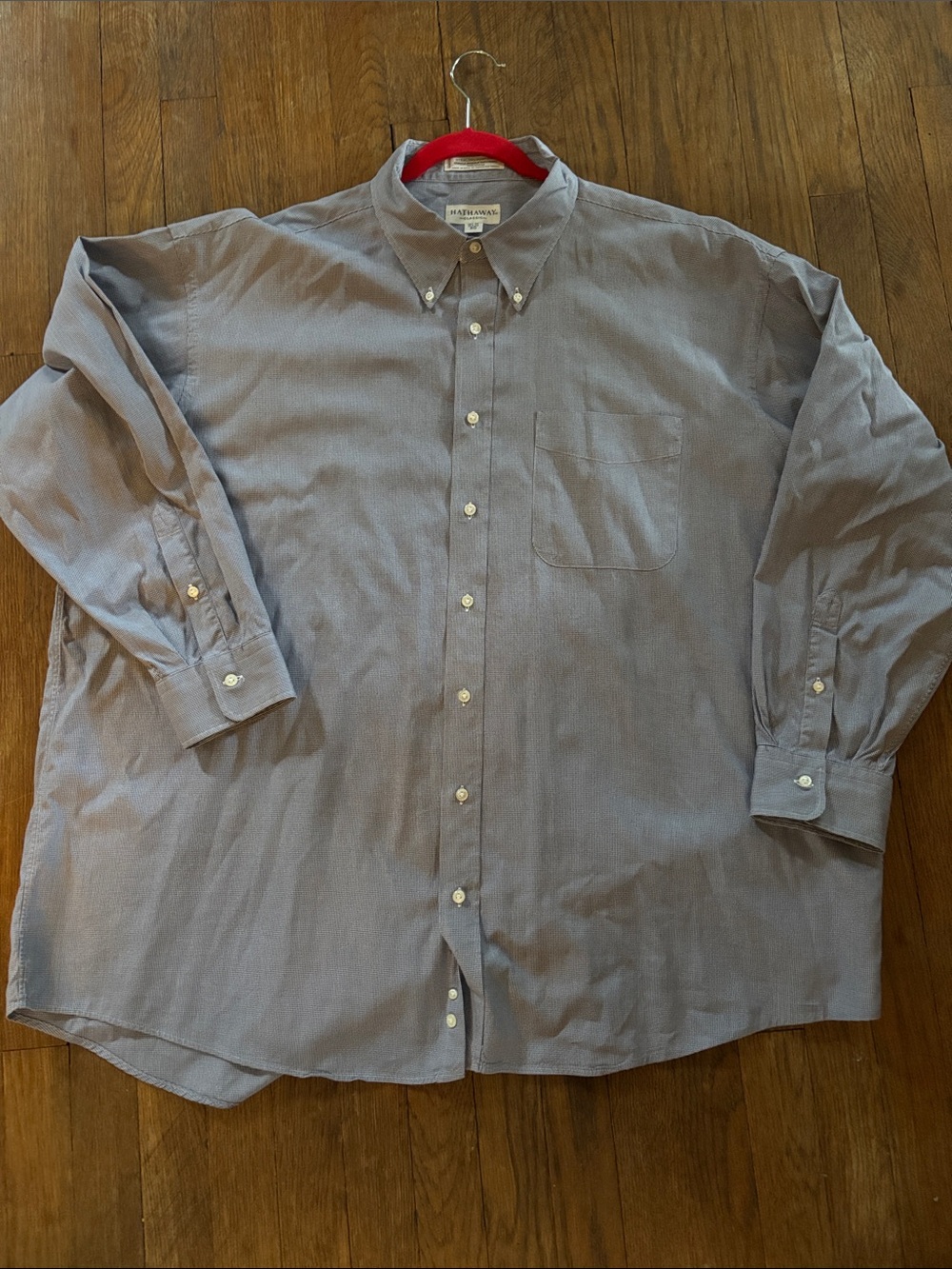 Big and Tall Men's White and Blue Checked Button-Down Dress Shirt